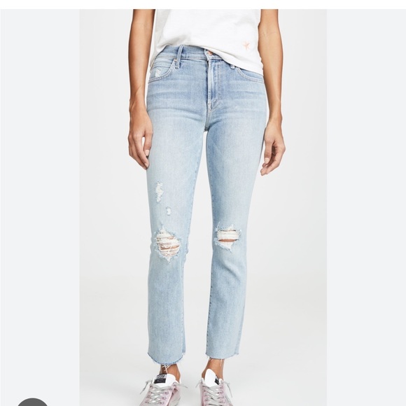 Mother Rascal Ankle Snippet in Super Blast From The Past Fray Crop Jeans…